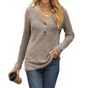 Women's Fashionable Casual V-neck Button Long-sleeved Top