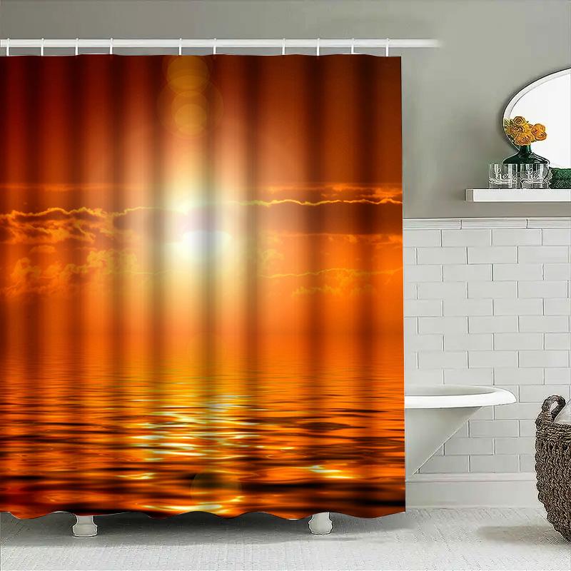 Red And Black Striped Waterproof Shower Curtain Set For Bathroom Decor Modern Style Washable Fabric Suitable For Hotel Homes Bla