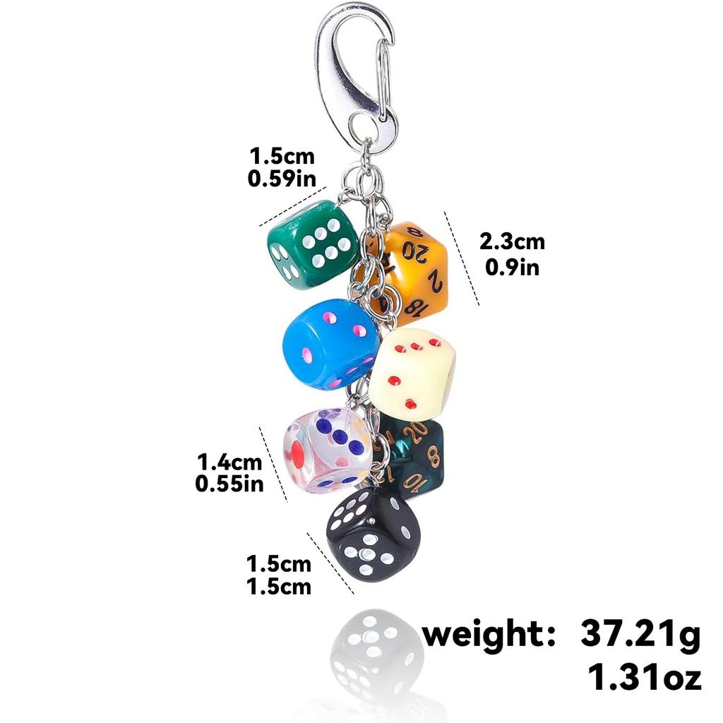 Punk Hiphop Black Dice Keychain Vintage No.8 Billiard Lucky Pendant Cool Y2K Accessory for Streetwear Fans Daily Wear