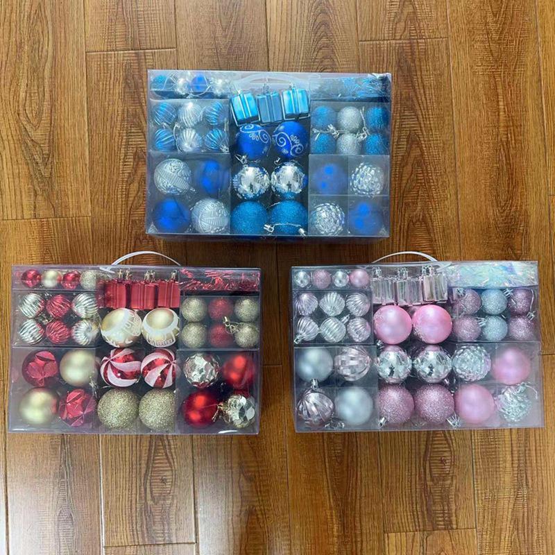87-Piece Christmas Tree Decoration Set: Plastic Ornaments & Hanging Balls