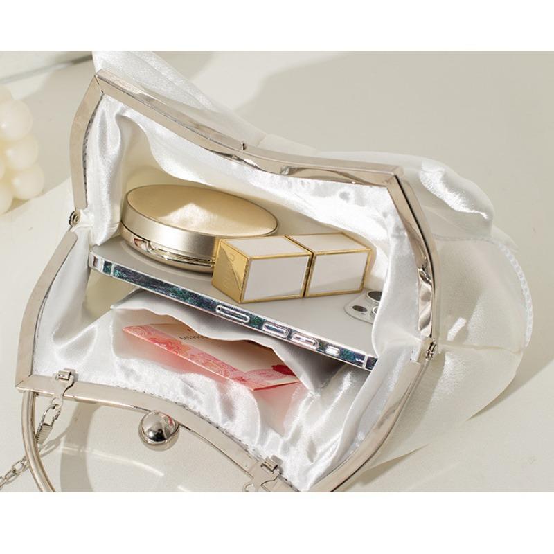 Bow flower clutch bag new women's bag dinner bag high-end dress banquet handbag shoulder messenger bag
