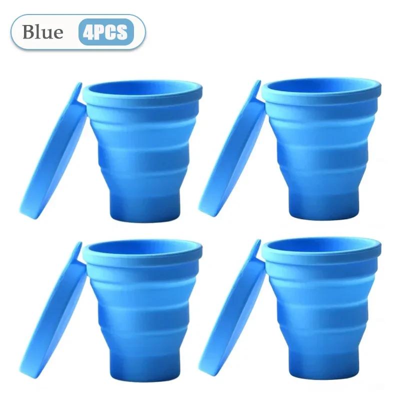 1-10Pcs 180Ml Silicone Collapsible Water Cup Outdoor Camping Travel Portable Foldable Lid Coffee Cup Sports Hiking Accessories