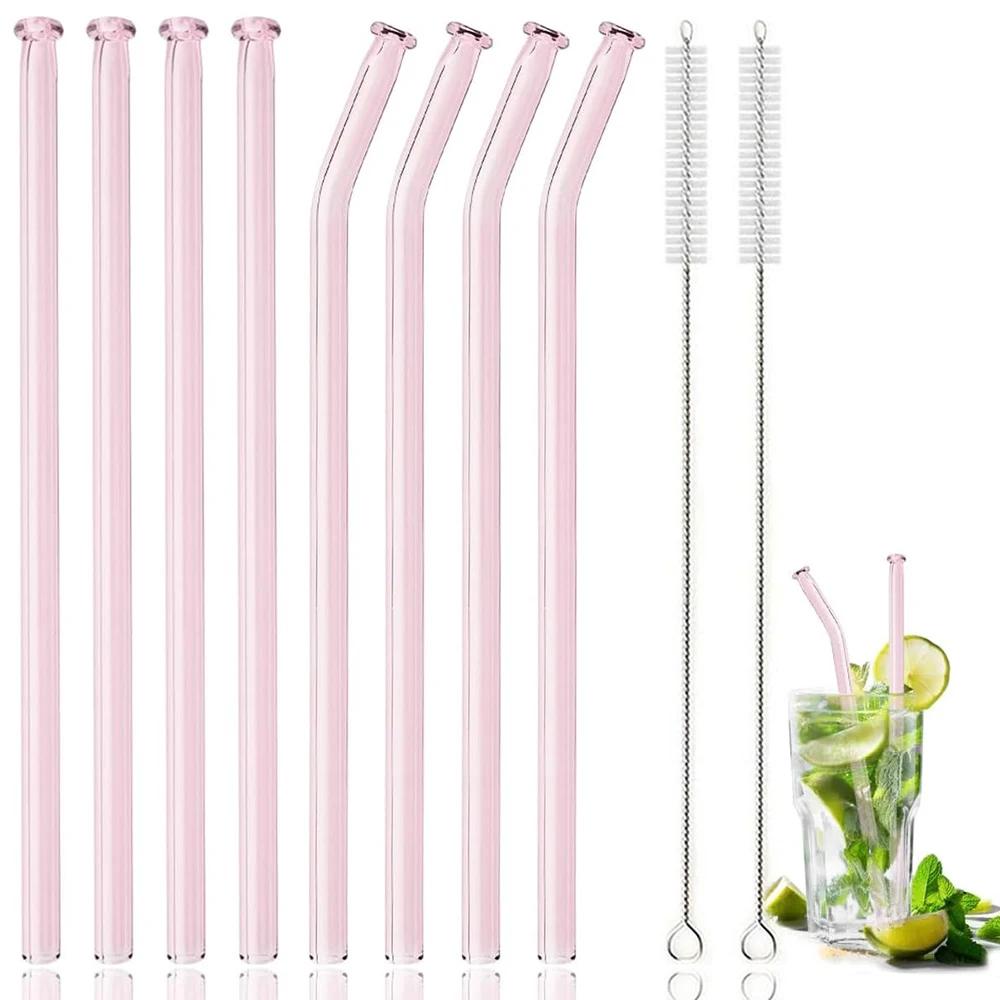 10Pcs High Borosilicate Glass Straw Eco Friendly Drinking Straw Reusable Glass Straw for Cocktail Smoothie Bar Accessories