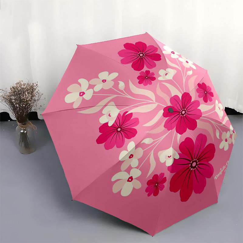 1pc Pink Floral Pattern Design Umbrella with Plastic Handle,Suitable for All Seasons Home Travel Outdoor Umbrellaptys31059