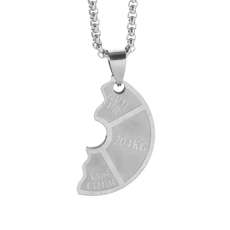 Coole Titanstahl Kurzhantel Anhänger Halskette Langhantel Fitness Anhänger für Männer und Frauen Freizeit Sport Punk Schmuck