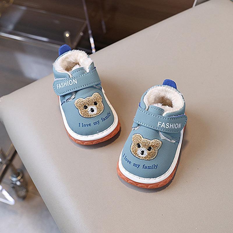 Scarpine da Neonato Squeaky con Fodera in Pile, Stivali Invernali per Bambini e Bambine, Scarpe Morbide per i Primi Passi 0-2 Anni, Grafica a Cartoni Animati