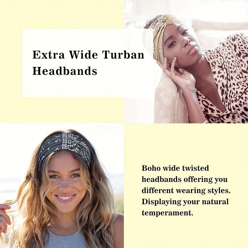 1 st Turban Paisley Twist Pannband Damhuvudband Brett Hårinpackning för Kvinnor Stora Sport Tränings Stretch Halkfria Stora Huvudband