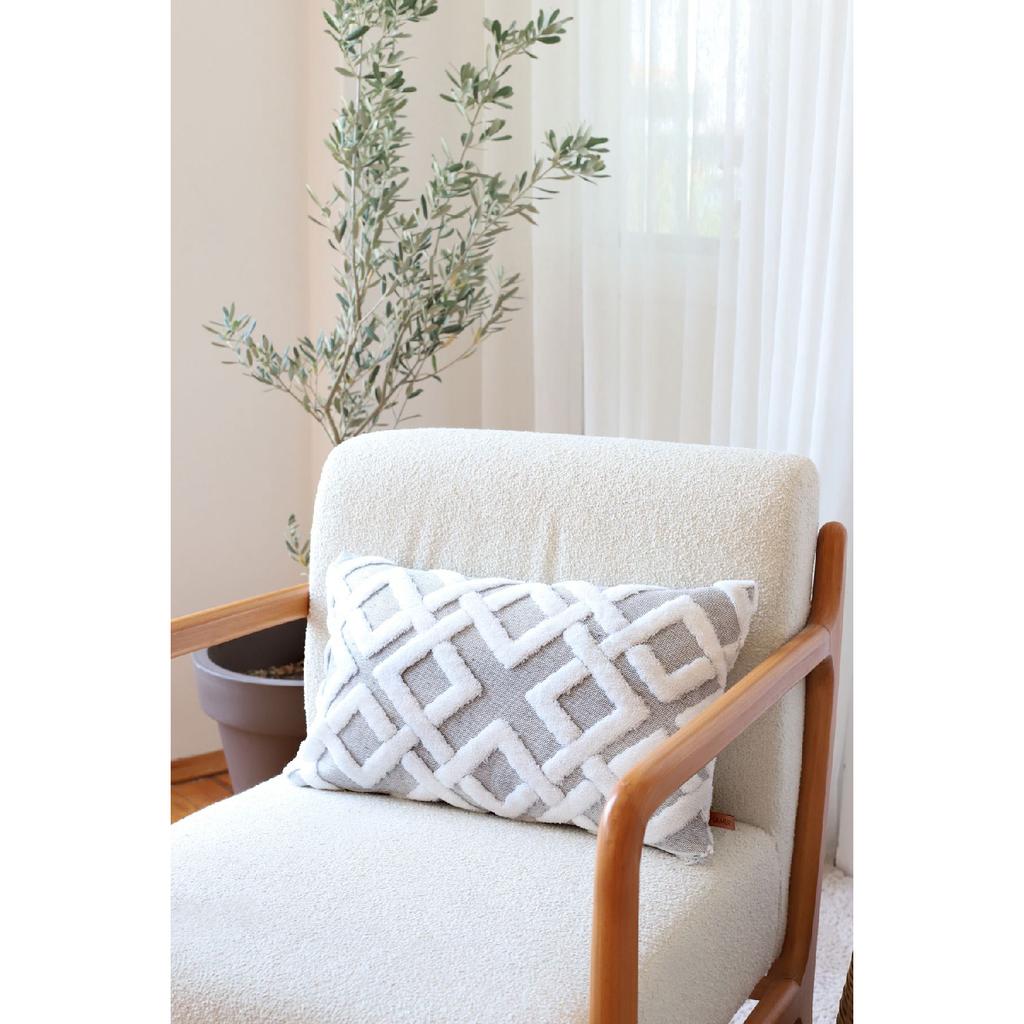 Bohemian Special Design Punch Punch Pattern Decorative Rectangular Throw Pillow Case Mila Gray