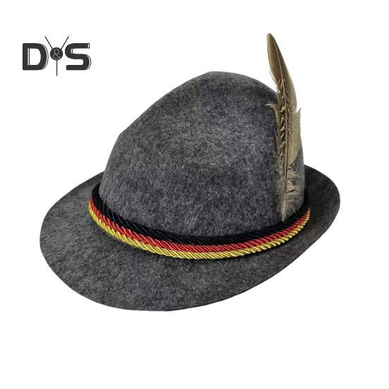 

Цилиндр Октоберфест фетровая шляпа ретро баварский стиль унисекс кепка с перьями и веревкой декор праздник 1920-х годов тематические вечеринки косплей мероприятия шляпа