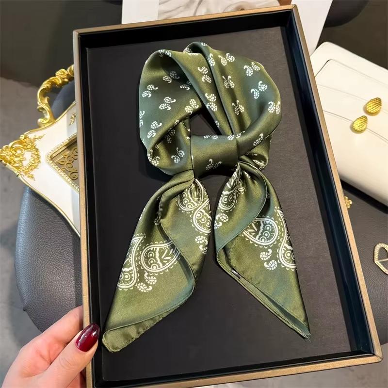 2026 New Paisley Print Small Square Scarf Soft Satin Silk-like Thin Neck Scarf Mature Style Sunscreen Headscarf For Women