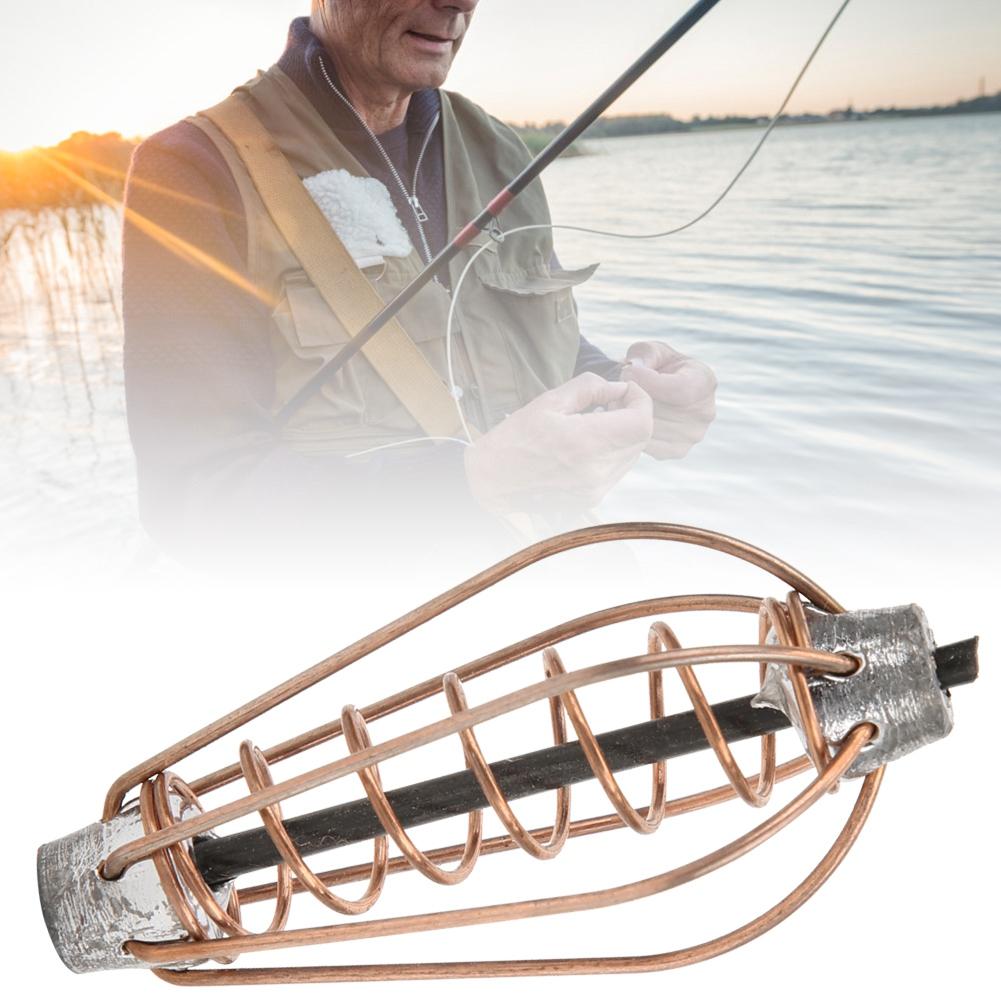 Portable Metal Fishing Feeder Lure Bait Cage Tackle Accessories with Weightcopper Colour 20g(7pcs)