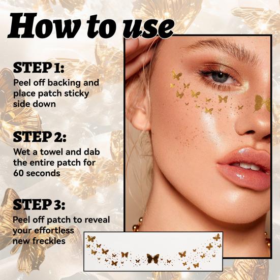 Nostalgie Freckles Face Tattoo, Glitter Makeup Patches, Sparkling Speckles, Holographic-Face Temporary Tattoo for Christmas Parties Musical