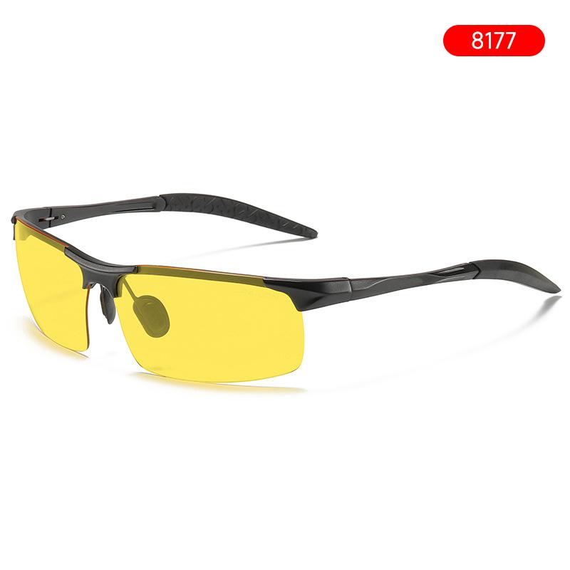 High Quality Aluminum Magnesium Night Vision Glasses Men Yellow Lenses Uv400 Sunglasses Day And Night Driving Eyewear