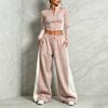 Women's Color Block Half and Wide Leg Pants Set Casual Two Piece Outfit for Everyday Wear