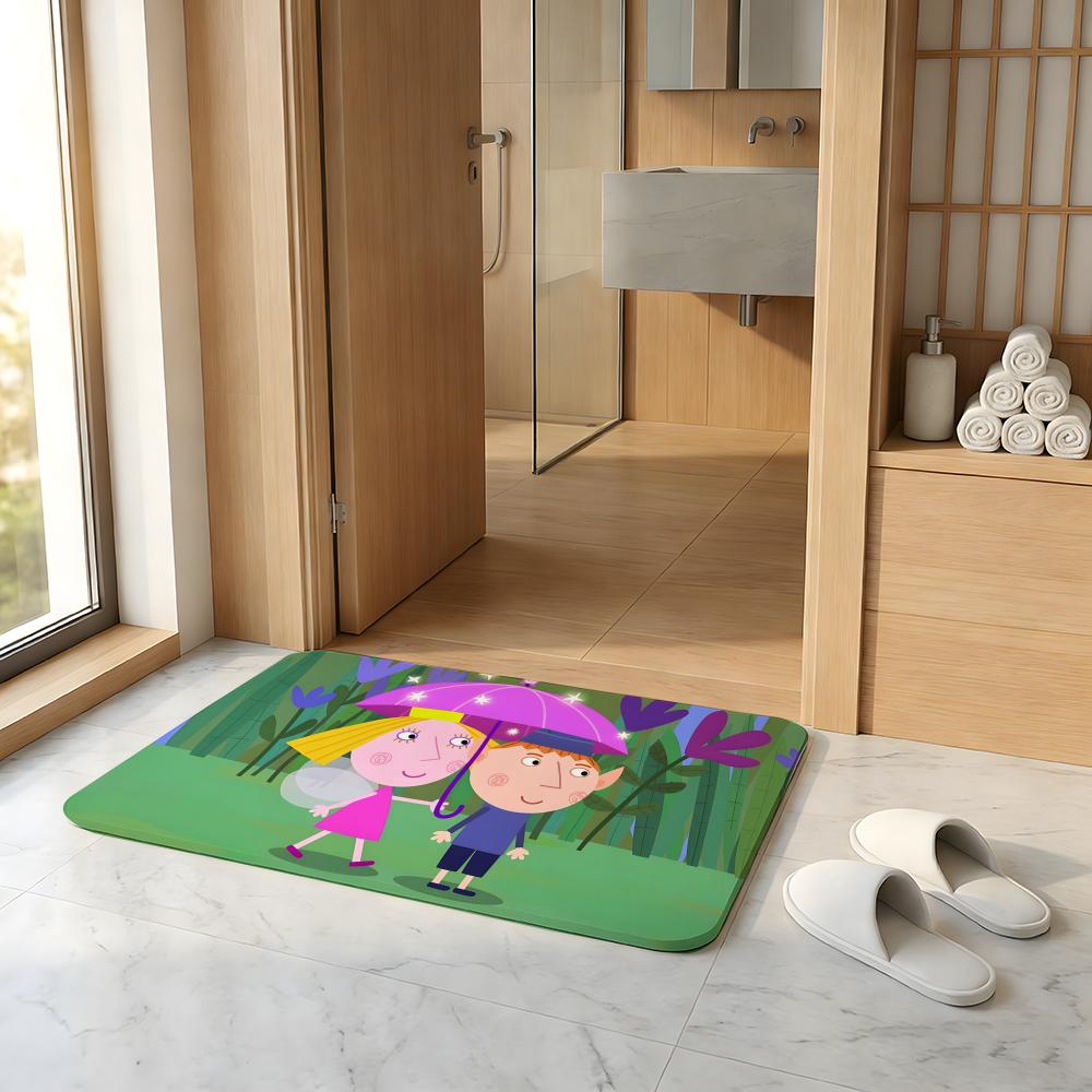 ANIME B-Ben Holly's Kleines Königreich Fußmatte Saugfähige Fußmatte Rutschfeste Eingangsteppich für Badezimmer Toiletten und WCs