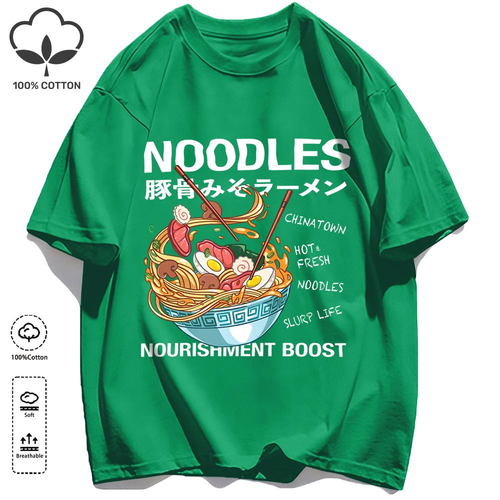 Delicious Pork Bone Lamian Noodles Unisex Retro T-Shirts Casual Cotton Tee O-Neck Fashion T-Shirt Loose Unisex Summer Basics Top