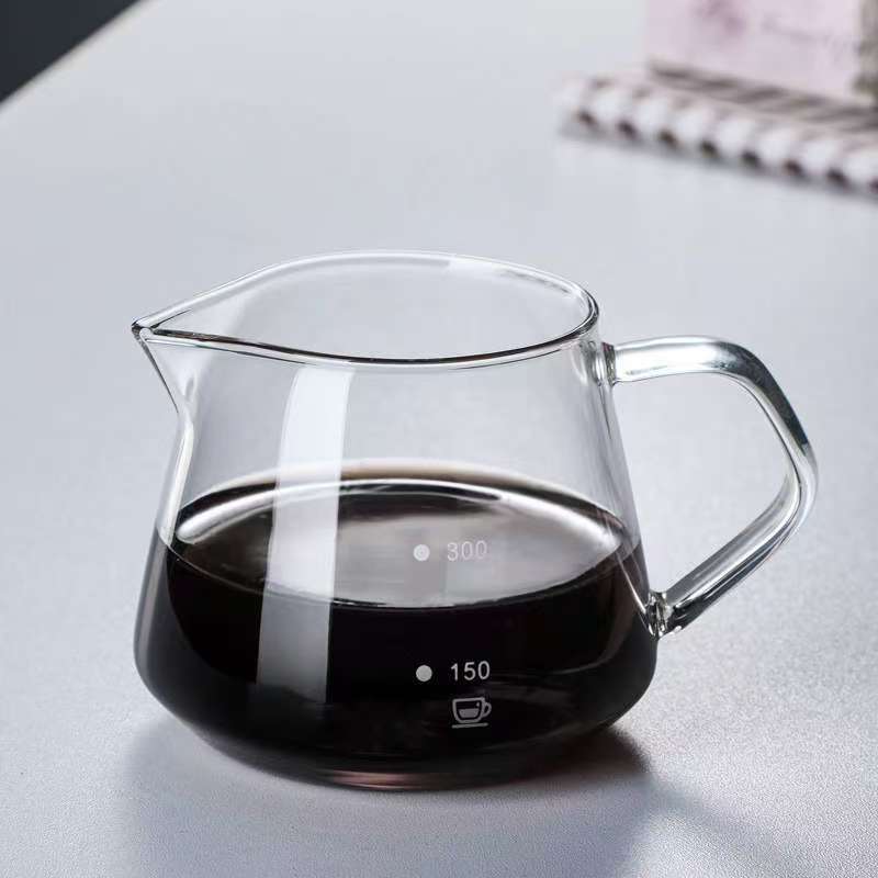 

High borosilicate glass hand-brewed coffee pot sharing pot with graduated filter cup Household high temperature resistant coffee utensils set