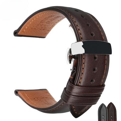 WatchBand 21mm 22mm 24mm Watch Band Butterfly Buckle Pattern Genuine Leather Strap Deployant Bracelet Brown Black Watchbands New
