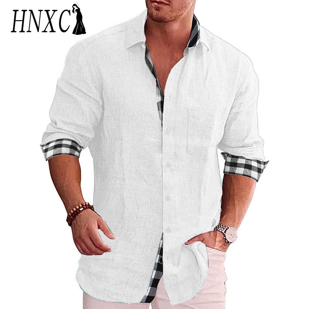 

HNXC Хлопковая футболка с длинным рукавом Мужская модная свободная рубашка с принтом Сострадательная S белый