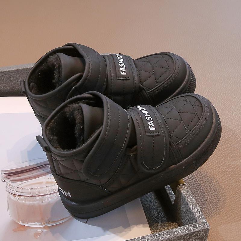 Kids Fleece Lined Magic Strap Warm Winter Ankle Casual Boots 26 чёрный
