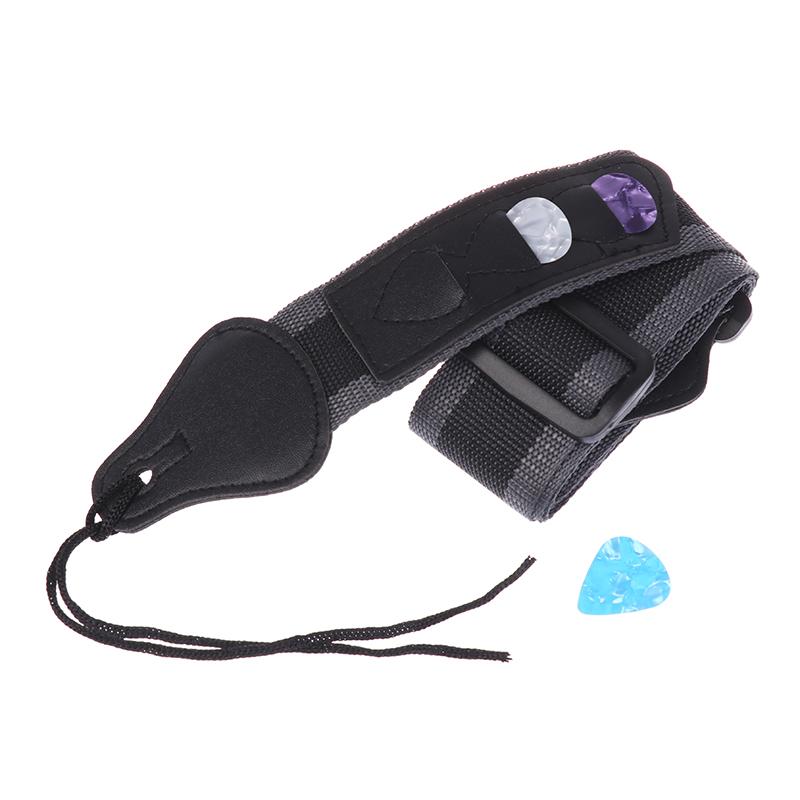 Adjustable Electric Guitar Strap With 3 Guitar Picks Holders Pu Leather Ends Acoustic Guitar Bass Strap Belt Accessories