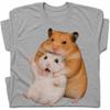 Cute Golden Hamster Hugging Hamster Funny T-Shirt Pet Meme Tee
