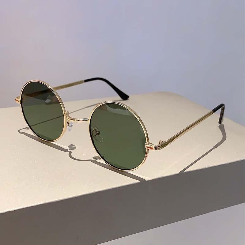 Vintage Round Sunglasses for Women Metal Frame Korean Style Shades