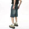 BeatStreet Summer Men's Casual Jeans Shorts Loose Mid High Waist Fashion Knee Lenght Denim Short Pants Vintage Male New Korean