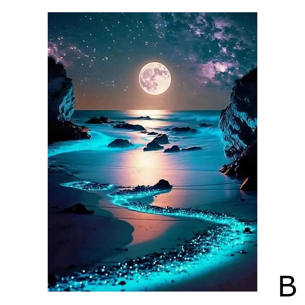 Diamond Art Canvas And Matching Diamond Art Stickers Diy Diamond Art Painting Mosaic Moon Home Decor Wall Art Square Round Drill