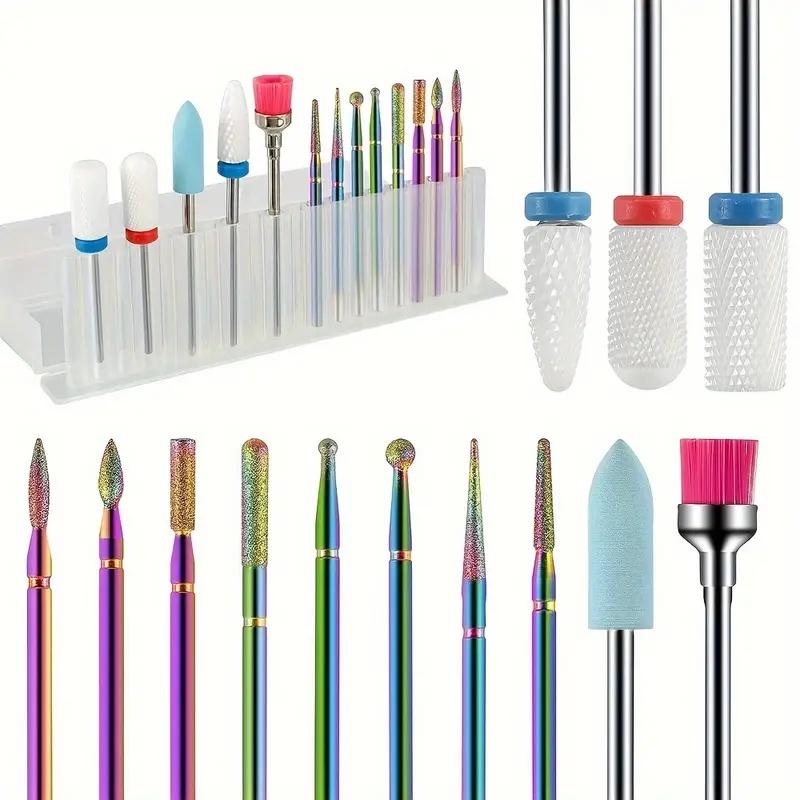 

13 pcs Professional Ceramic Nail Drill Bit Set with Box - Electric Manicure Nail File Bit for Acrylic Gel, Nails