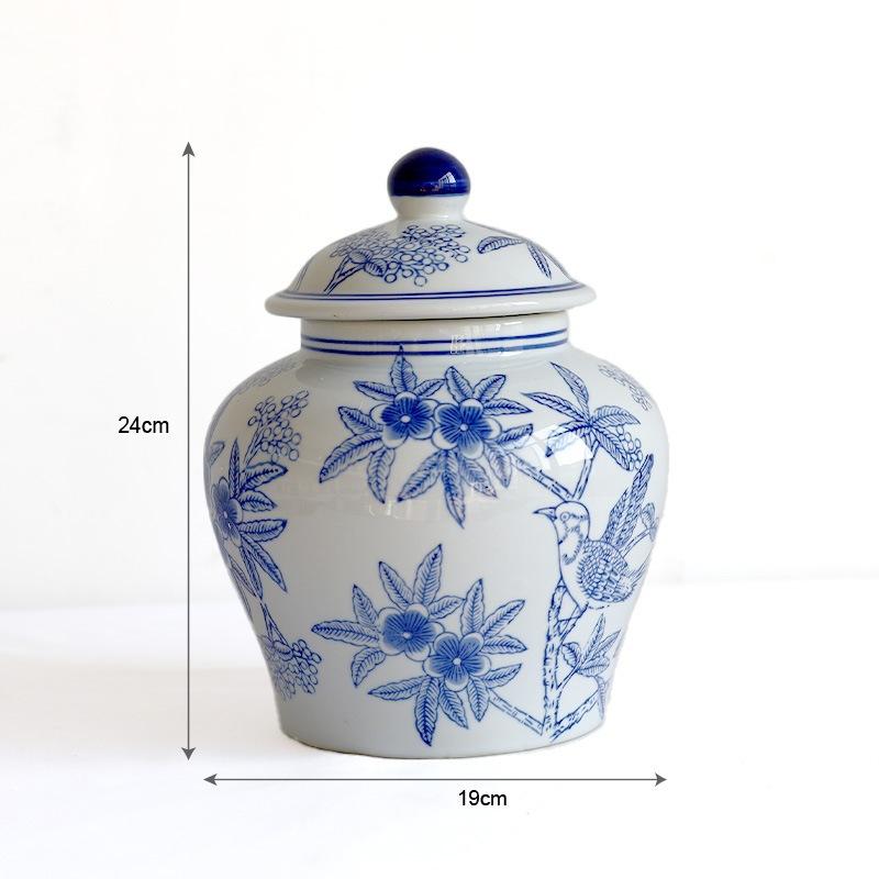 Vaso de Porcelana Azul e Branco Vaso de Cerâmica Garrafa de Porcelana Vintage Vaso de Flores Recipiente de Armazenamento Terrário Decoração de Casa