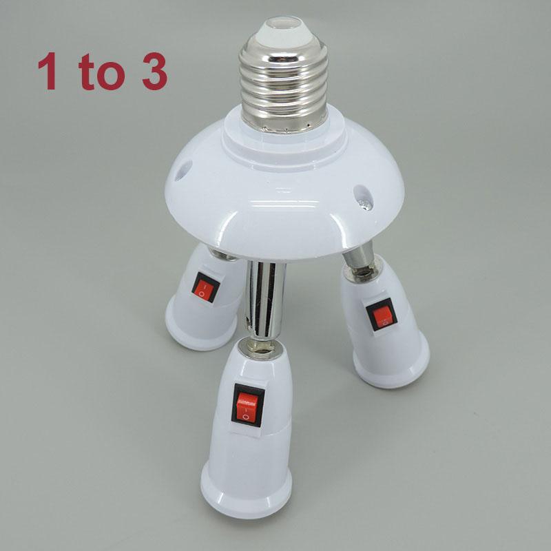 E27 TO 2 3 4 5 E27 Power Socket Way In 1 LED Light Bulbs Light Flexible Holder Base Switch Splitter Converter AC Power Lamp