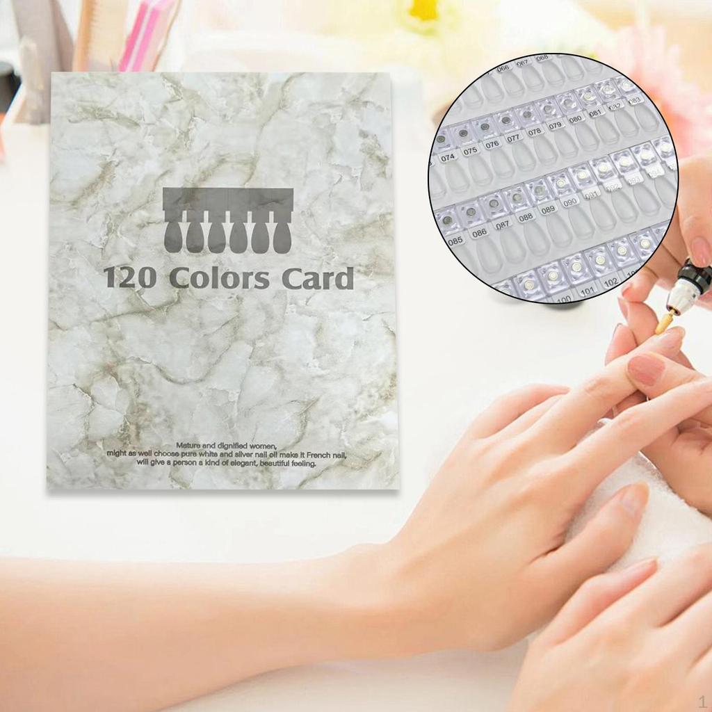 120 Nail Color Swatches Book Manicure Tool for Polish Gel Display Chart Salon