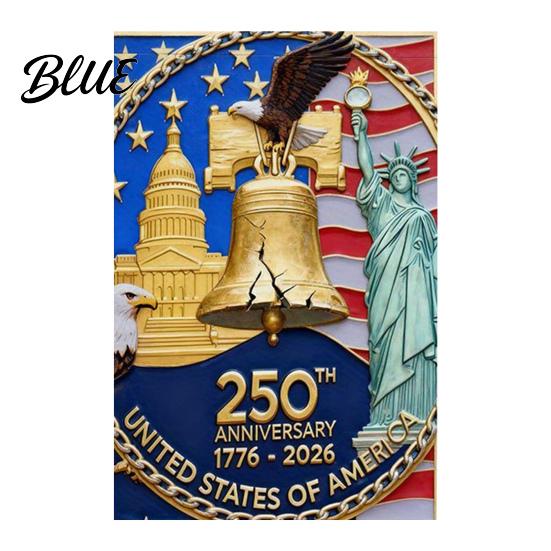 Porch Patriotic Flag 250th Anniversary America Garden 250 Years of Freedom Banner Red Gold Navy 4th July Yard Sign for Independence Day Memorial Gift