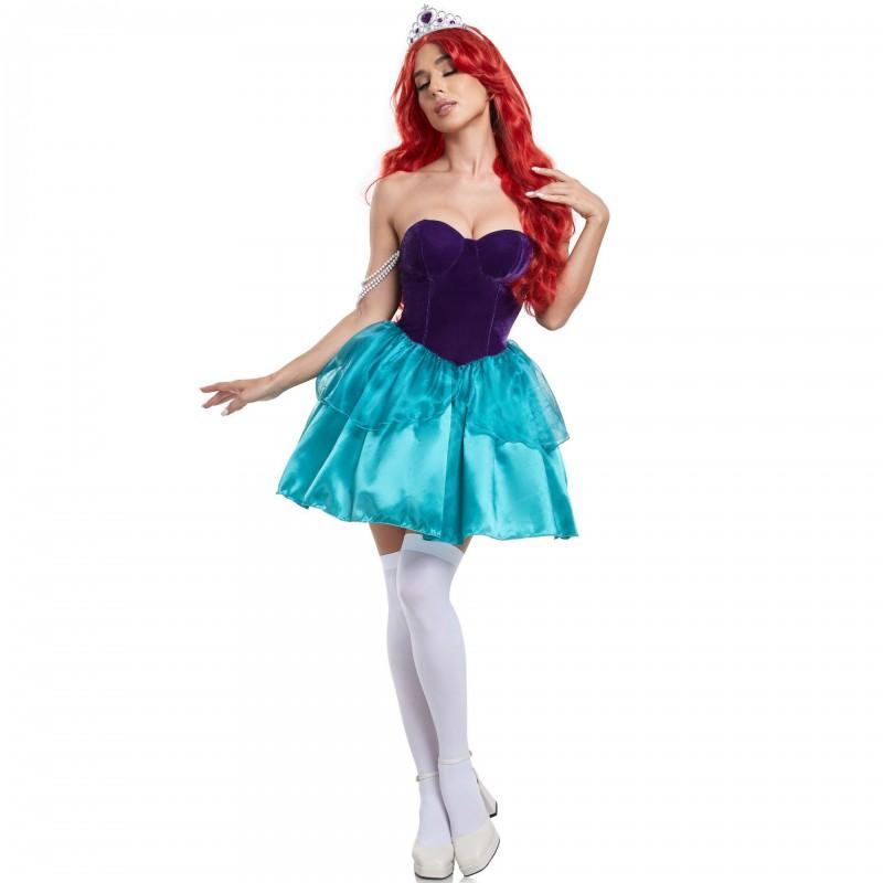 S-XL Ariel Princess Costume Sexy Snow White Dress Halloween Cosplay Wicked Queen Stage Outfit