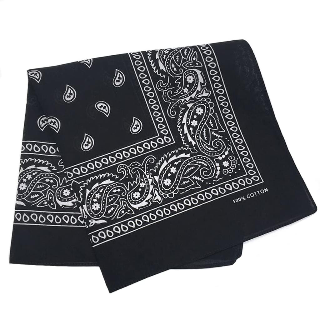 Trifong Bandana black handkerchief unisex bandana 100% cotton cotton cashew paisley men's black 55cm x 55cm KC-D
