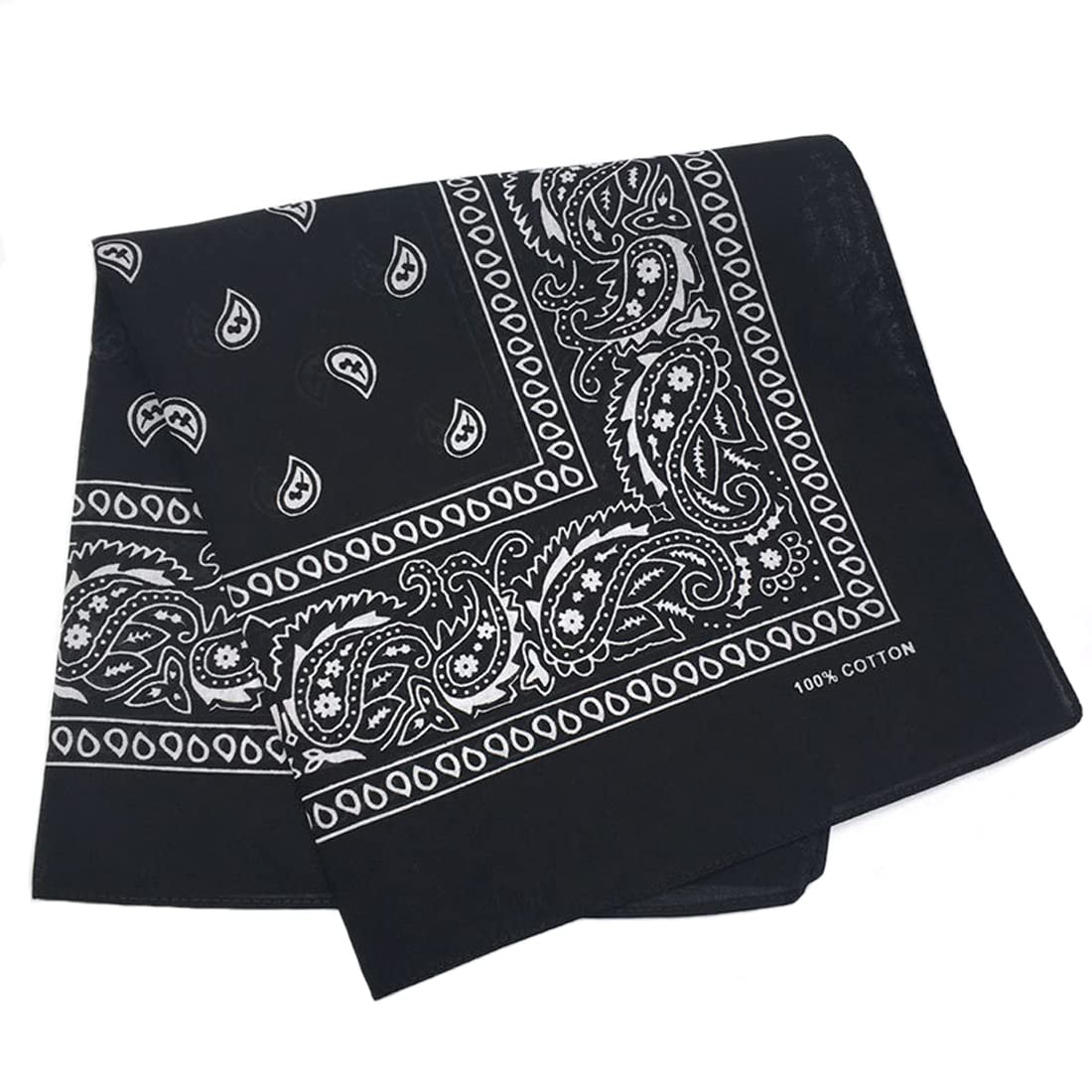 Trifong Bandana black handkerchief unisex bandana 100% cotton cotton cashew paisley men s black 55cm x 55cm KC-D