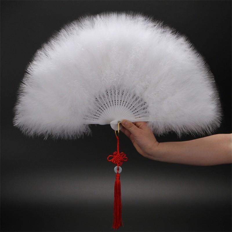 Feather Folding Fan Japanese Sweet Fairy Girl Dark Gothic Court Dance Hand Fan Art Craft Gift Wedding Party Decoration
