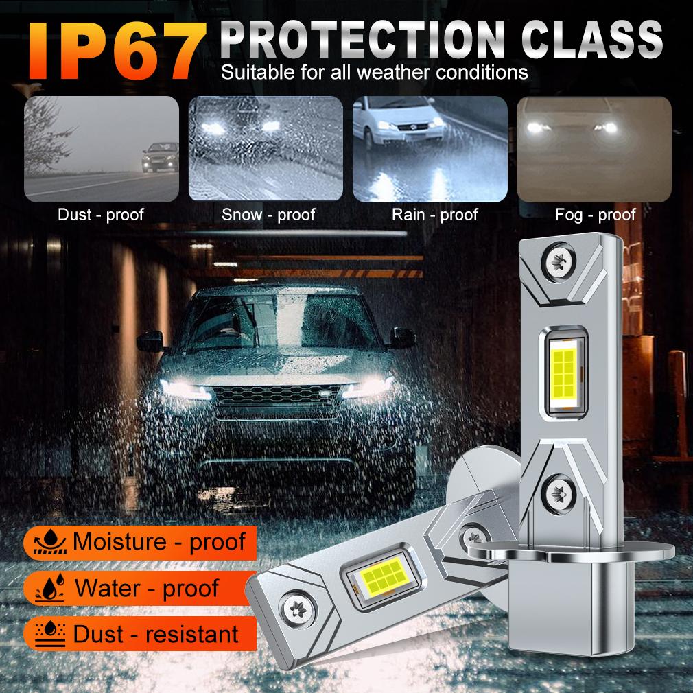 2 Stück 12000LM H3 LED Nebelscheinwerferlampen Mini H3 LED Nebellampe 30W 16Core CSP für Auto Lüfterlos Tagfahrlicht Auto Tagfahrleuchten 12V 6500K Weiß