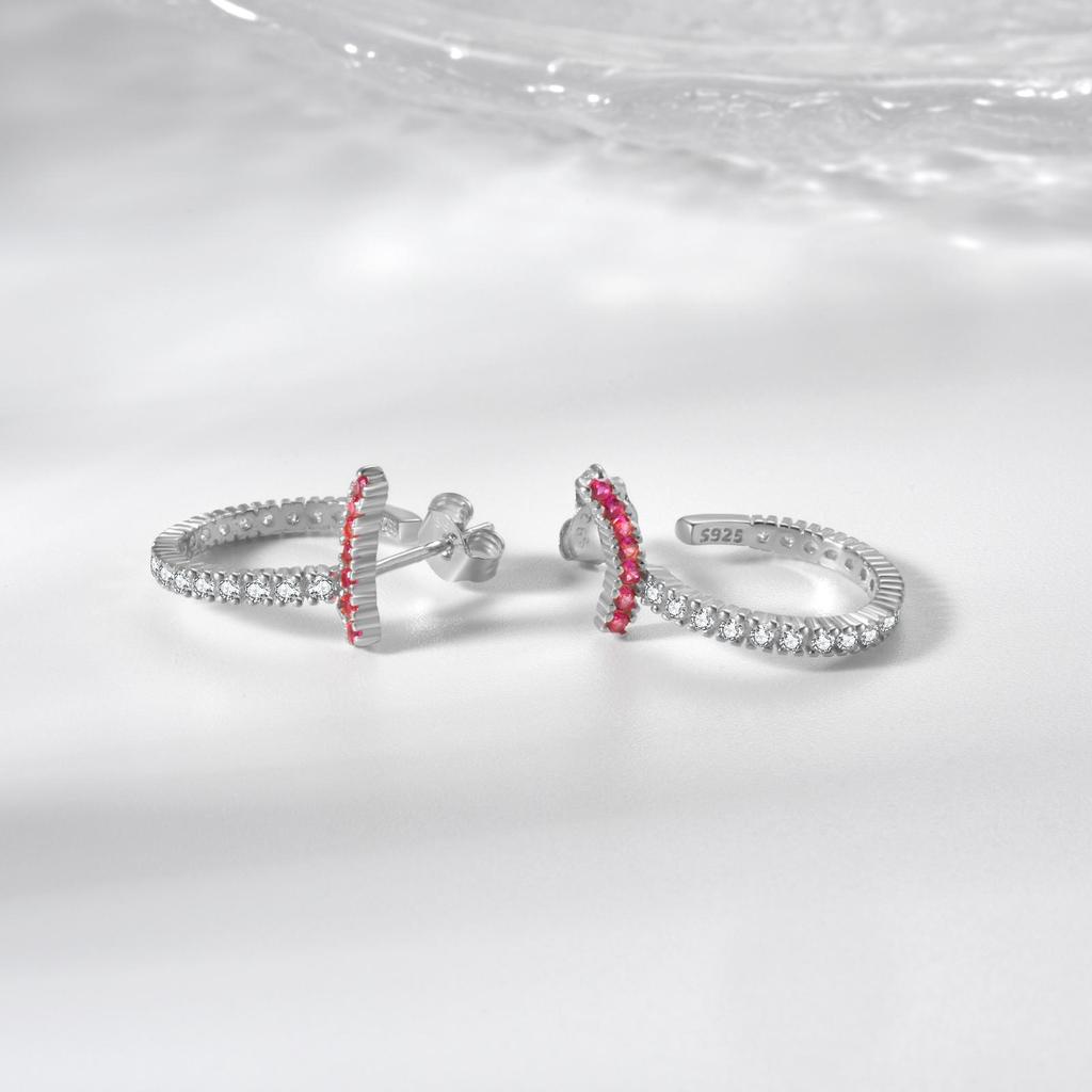 ANDYWEN 100% 925 Sterling Silber Gold Rock Punk Huggies Hoop Ohrring Rose Zirkon Kristall Edlen Schmuck