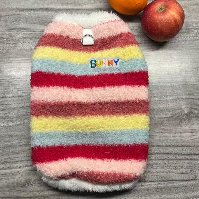 Autumn/Winter Striped Cotton Pet Clothing for Cats & Dogs - Full Print, Four-Legged Design for Small to Medium Pets