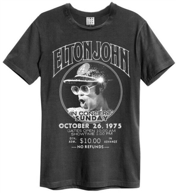Amplified Elton John Live In Concert Mens Charcoal T Shirt Elton John Tee M