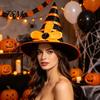 Halloween Costume Hat Witch for Women Girls, Large Striped Wizard Parent Child Festival Photo Props with Flower Accessories, Cosplay, Party Girls