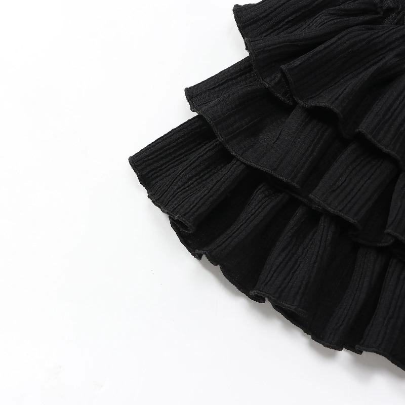 School Girls Dance Layered Tutu Skirt Elastic Waist Pleated Skirt Kids Performance Daily Wear Casual Party Outfit Ruffle Skirts