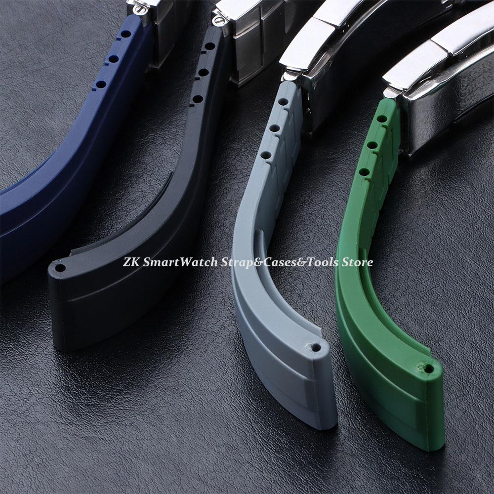 Rubber Watch Strap for Rolex Yacht Daytona Submarine Black Green Water Ghost  Stainless Steel Folding Buckle Wristband Belt 20mm