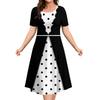 Damen Sommerkleider Vintage Bedruckt Mode Kurzarm Rundhals Kleider