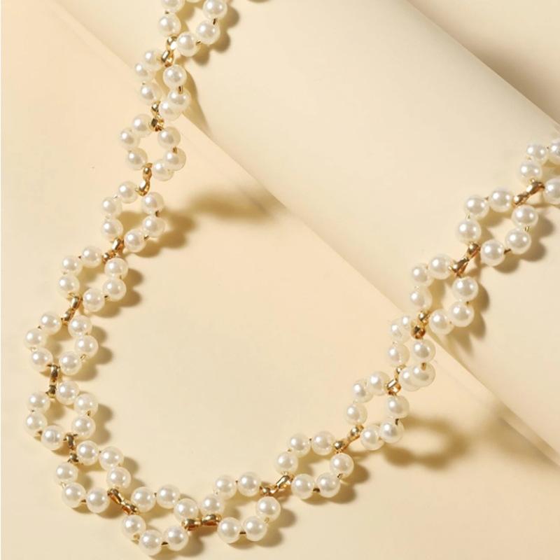 1PC European and American New Creative Retro Simple Pearl Necklace Women's Light Luxury Exquisite Collarbone Chain Ins Wind Neck Chain Tide