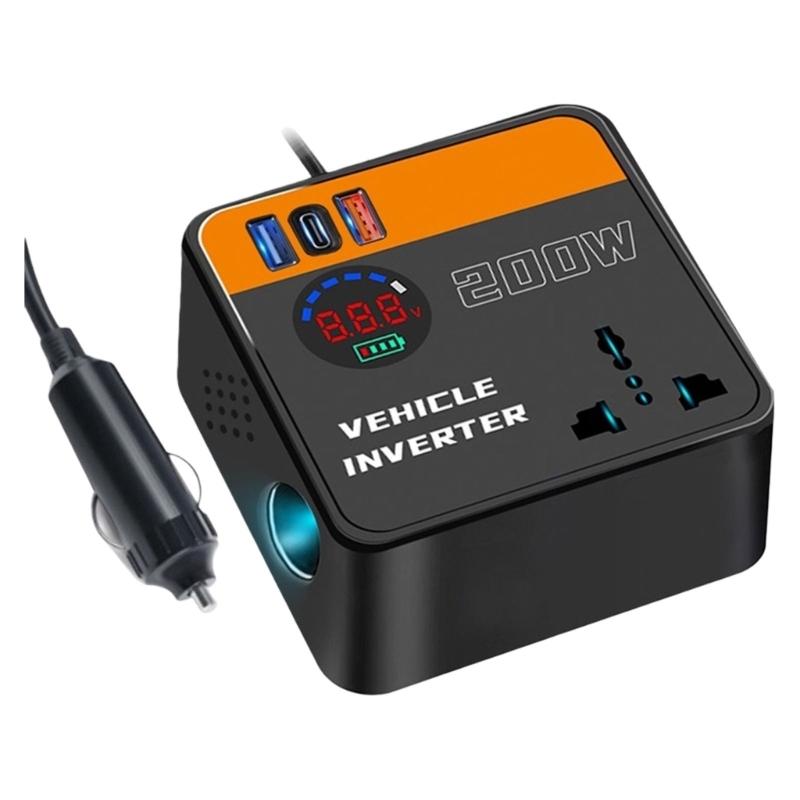 XA6H 12V 24V To 110V 220V Power Inverter Car Plug Adapter Outlet with USB Type C Port