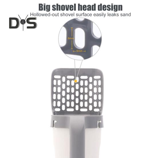 Naběračka na kočičí stelivo s odpadkovou nádobou, velkokapacitní přenosná naběračka s držákem, integrovaná odnímatelná sítka na kočičí stelivo