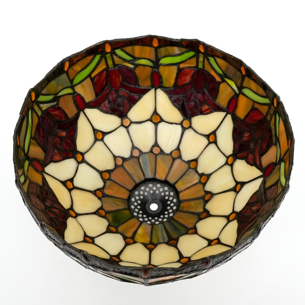 Ceiling Lamp Shade Replacement Only 12 Inch Red Pink Stained Glass Tulip Flower Style Lamp Shade Decorative for Table  Lampshade